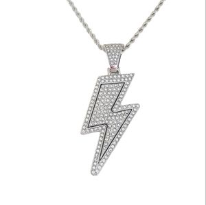Silver Lightening Bolt Necklace Hip Hop Unisex